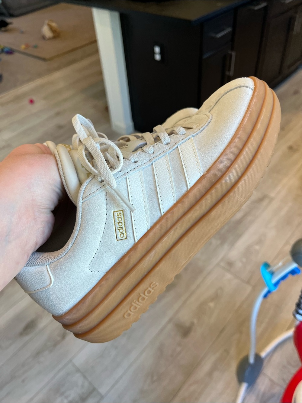 adidas Cream Platform Sneaker with Gum Sole